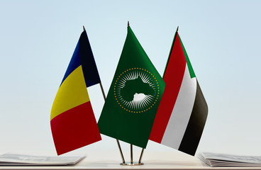 Flags of Chad African Union and Sudan