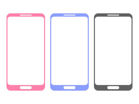 Smart Phone Colors Pink Blue Black Icon Vector