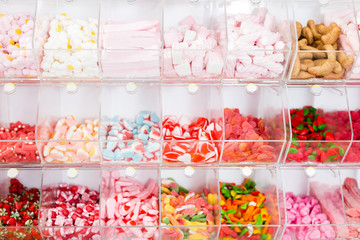 colored sweets on the store shelves