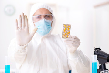 Lab assistant in drug synthesis concept