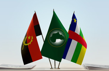 Flags of Angola African Union and Central African Republic