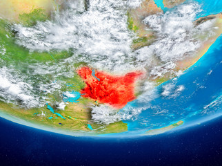 Kenya on globe from space