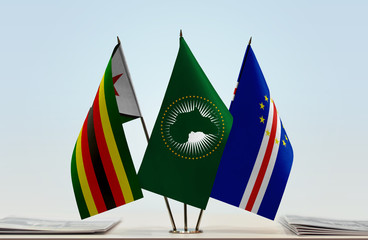 Flags of Zimbabwe African Union and Cape Verde