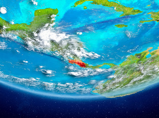 Fototapeta na wymiar Costa Rica on globe from space