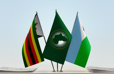 Flags of Zimbabwe African Union and Djibouti