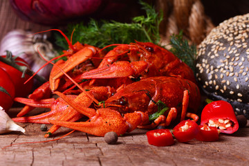 Boiled crayfish and beer