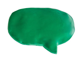 old green speech and thought bubbles. Set of plasticine clouds of thoughts and speech bubbles. Handmade plasticine, modelling clay with clipping path.
