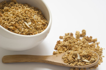 A bowl of granola for a delicious healthy breakfast in the morning