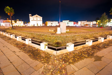 Central square in Italian town of Palmanova evening view