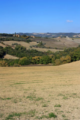 Fototapeta premium Plowed fields in Tuscany, Italy