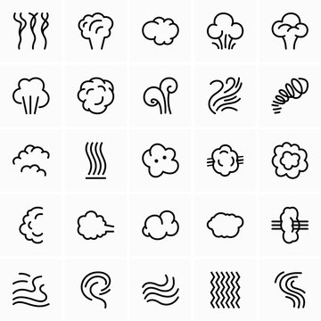 Steam, cloud and smoke icons