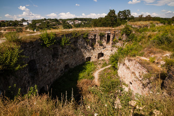 Fototapeta na wymiar The ruins of an old castle in Terebovlia, Ukraine