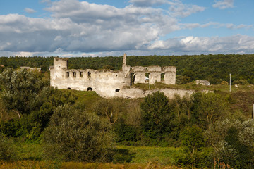 Fototapeta na wymiar Ruin of ancient castle in Sidorov, Ternopil region