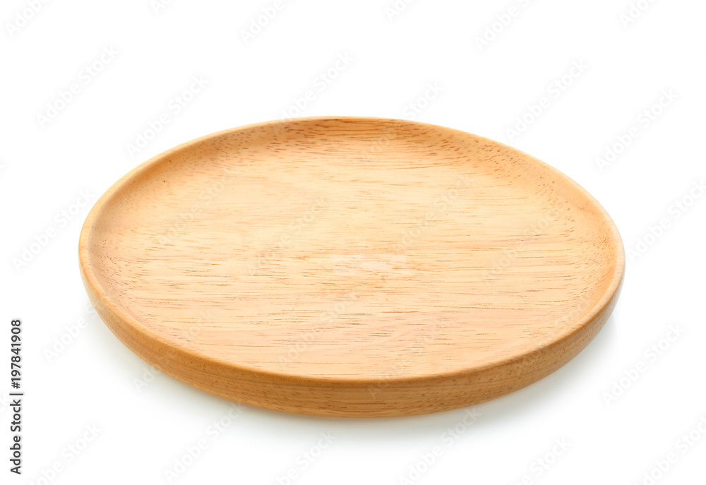 Wall mural Wooden Tray on the white background