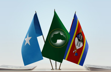 Flags of Somalia African Union and Swaziland
