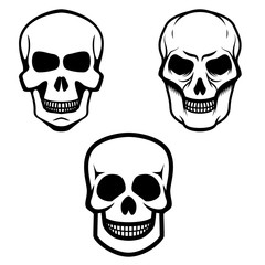 Set of skull icons isolated on white background. Design element for logo, label, emblem, sign.