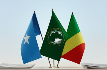 Flags of Somalia African Union and Republic of the Congo