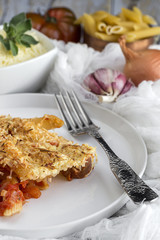 Macaroni with cheese and chorizo. Homemade