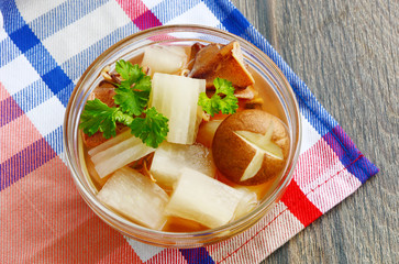 Soup with radish and dried squid is Thailand traditional food