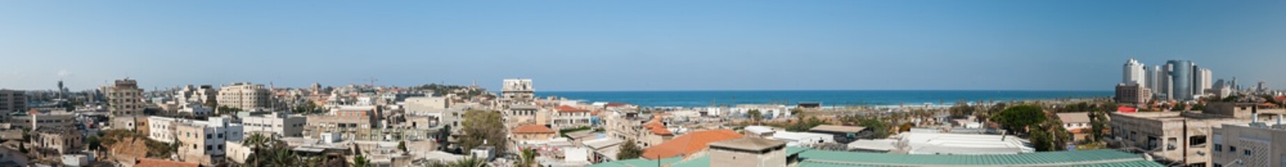 Fototapeta na wymiar Large panoramic view on old Tel Aviv Yafo city