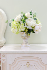 Interior design of room with beautiful flowers