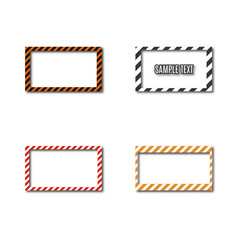 Set frames with slanted black and yellow strips, vector illustration.
