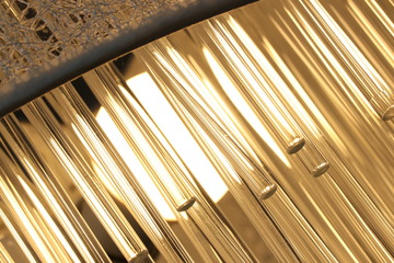 Crystal chandeliers hanging from the ceiling