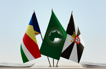 Flags of Seychelles African Union and Ceuta
