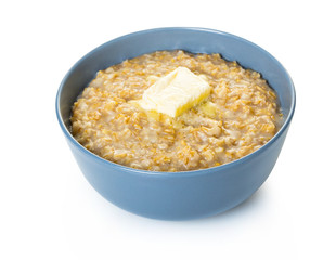 Cooked oatmeal with butter