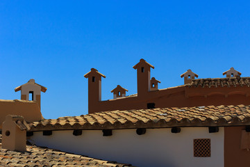 Spanish roofs in sunny day