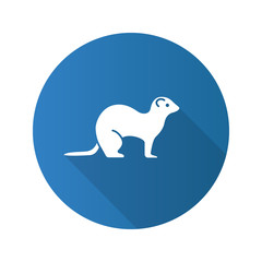 Ferret flat design long shadow glyph icon