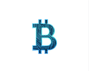 digital bitcoin crypto currency vector background.