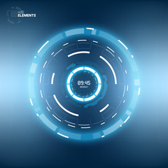 Futuristic Sci-Fi HUD User Interface Circle Element Virtual Reality Design. Abstract Background. Screen Transparency
