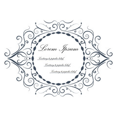 ornamental floral frame with sample text isolated on white background. design element for birthday card, wedding invitations. vector illustration.