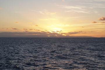 Magical ocean. Sunrise over the Atlantic. Morning. 