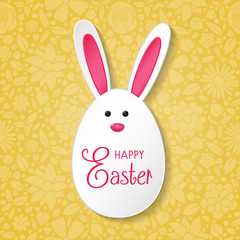 Fototapeta premium Concept of Easter card with bunny and greetings. Vector.