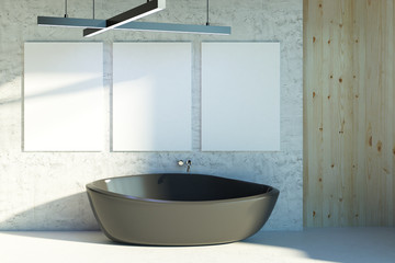 Modern bathroom with empty billboard