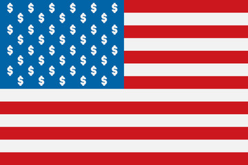 alternative USA flag with dollar symbols