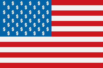 alternative USA flag with dollar symbols