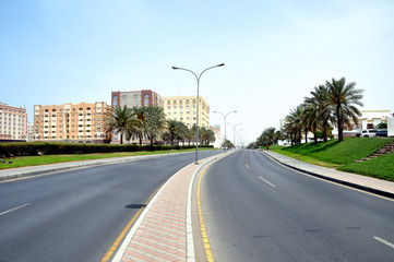 An empty road at the noon time