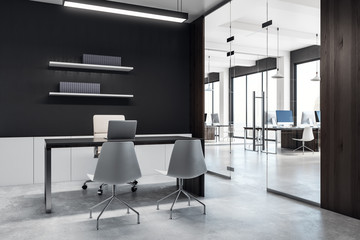 Dark coworking office interior