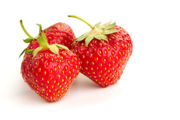 three berries of ripe juicy strawberries