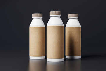 Yoghurt bottle with clean brown label