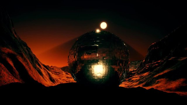 4K Sci-Fi Alien Globe on Red Planet Cinematic 3D Animation