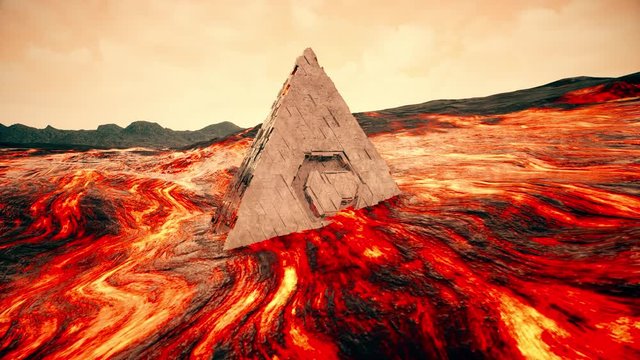 4K Fantasy Pyramid in Extreme Lava Flow Cinematic 3D Animation