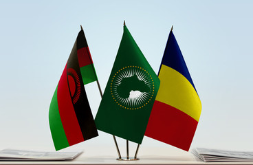 Flags of Malawi African Union and Chad