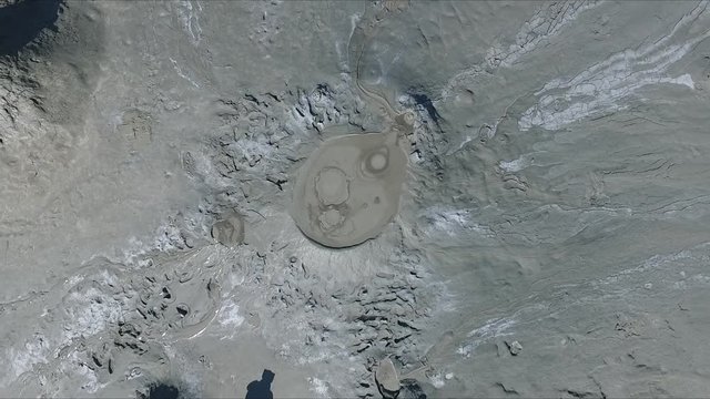 Mud volcano. Crater and surroundings