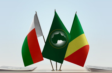 Flags of Madagascar African Union and Republic of the Congo