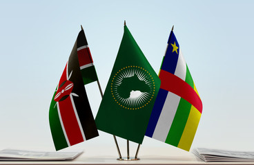 Flags of Kenya African Union and Central African Republic