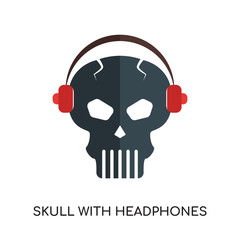 skull with headphone logo isolated on white background for your web, mobile and app design